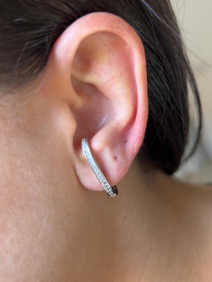Brinco Ear Hook Microzircônia Branco