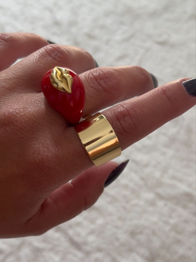 Anel Chapa Dourado 15mm