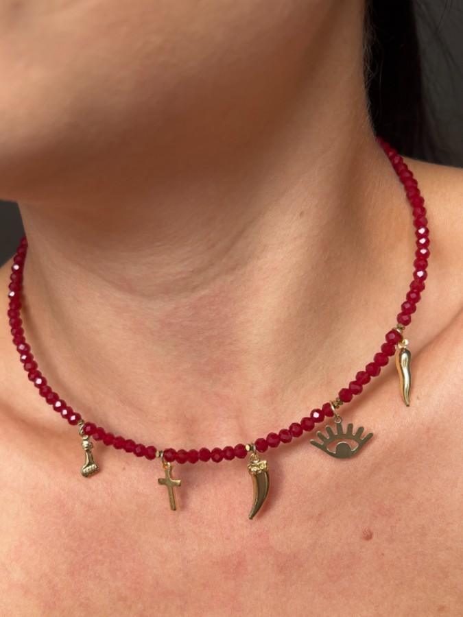 Choker Cristais Aro vinho