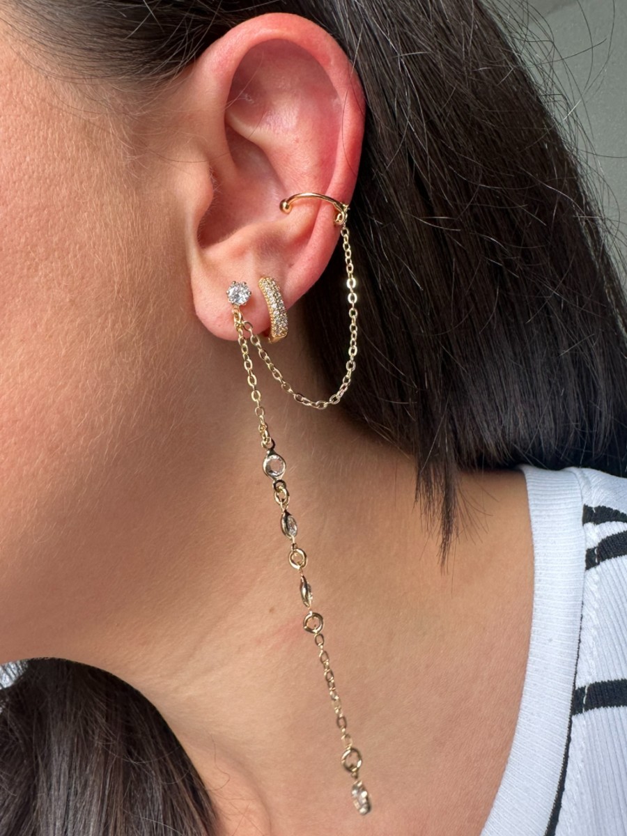 Brinco Ear Line com Ponto de Luz Fake