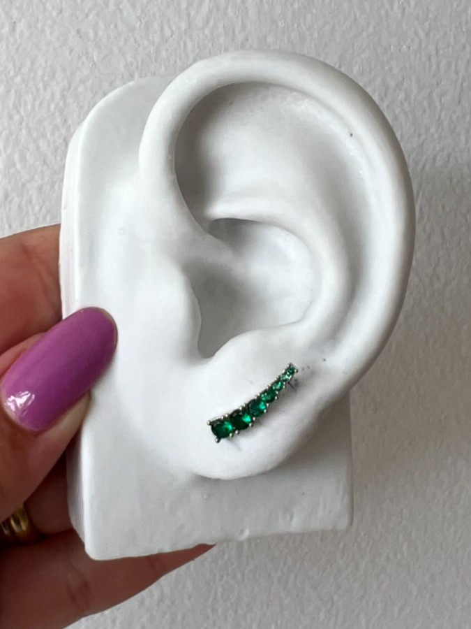 Brinco Earcuff Verde Esmeralda