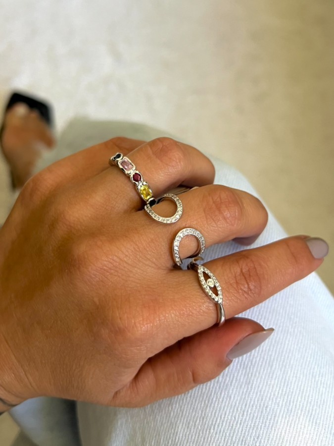 Anel Semijoia Microzircônia Ródio Branco