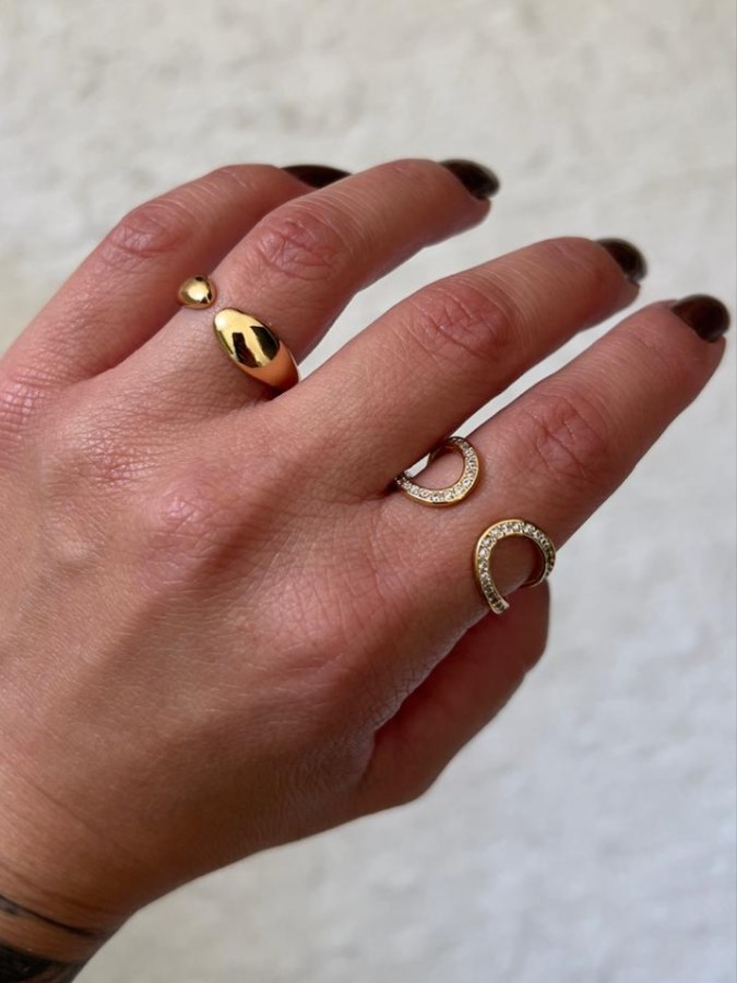 Anel Semijoia Microzircônia Dourado