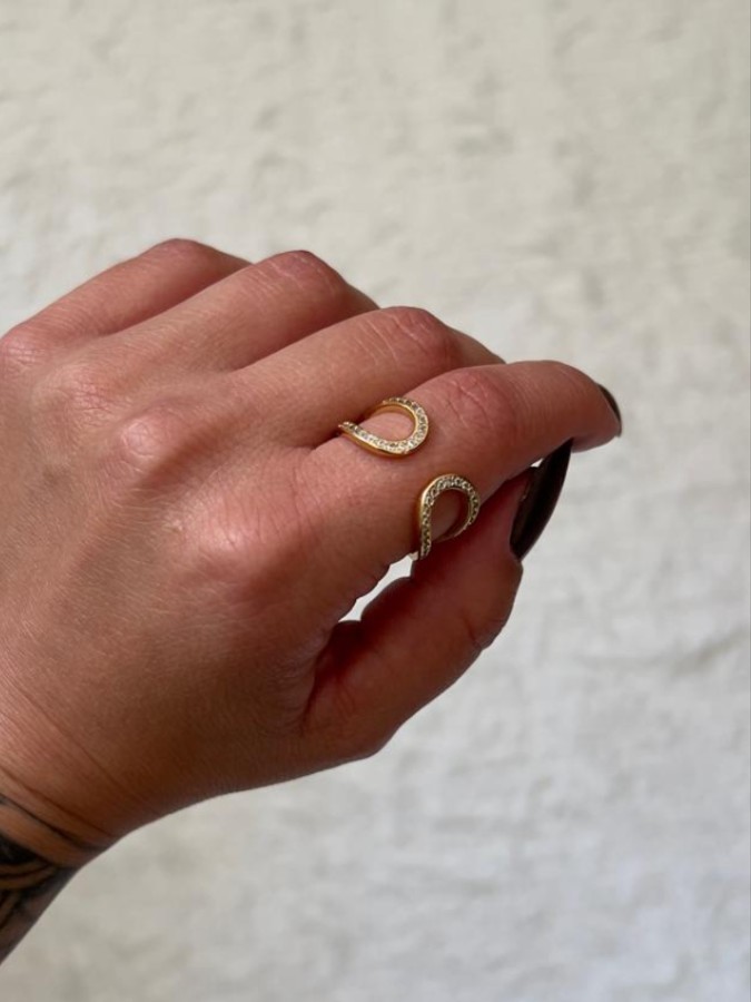 Anel Semijoia Microzircônia Dourado