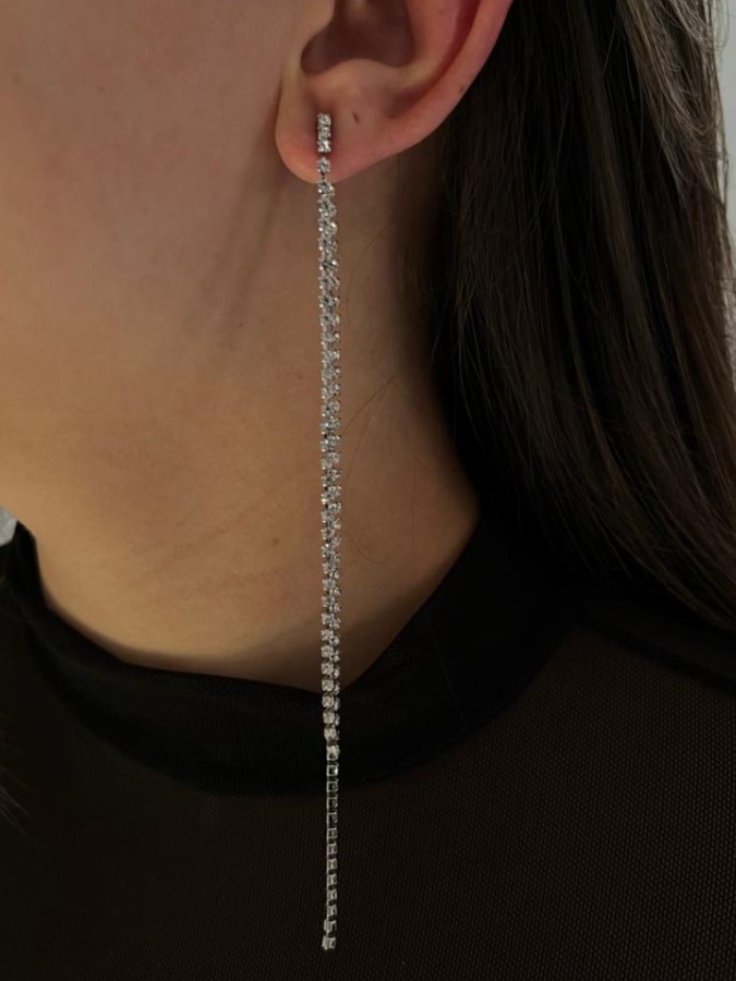 Brinco 2 Fios de Strass