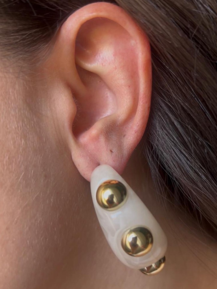 Brinco Argola Acrílico Esferas